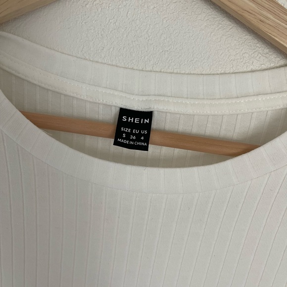 NWOT SHEIN t-shirt dress ribbed white casual short sleeve bodycon - Picture 5 of 8